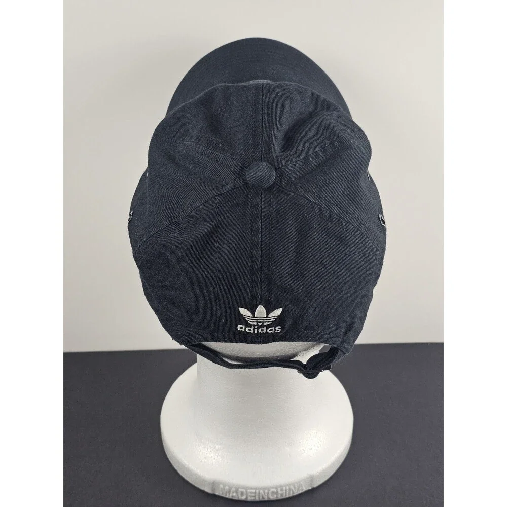 Adidas Baseball Hat Cap Strap Back Black Small White Logo Trefoil Adjustable